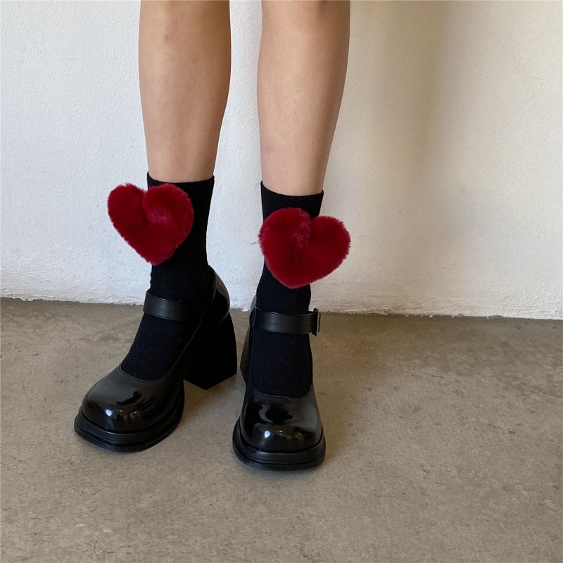 Vớ Lông Nhung Họa Tiết Hoa / Trái Tim 3D Phong Cách Lolita Vintage Nhật Bản Dành Cho Nữ