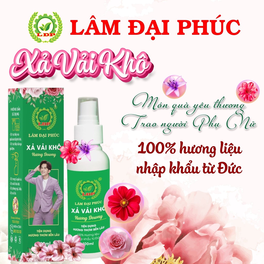 Xịt thơm quần áo xả vải khô Lâm Đại Phúc khử mùi mồ hôi làm mềm vải lưu hương lâu 48h 100ml