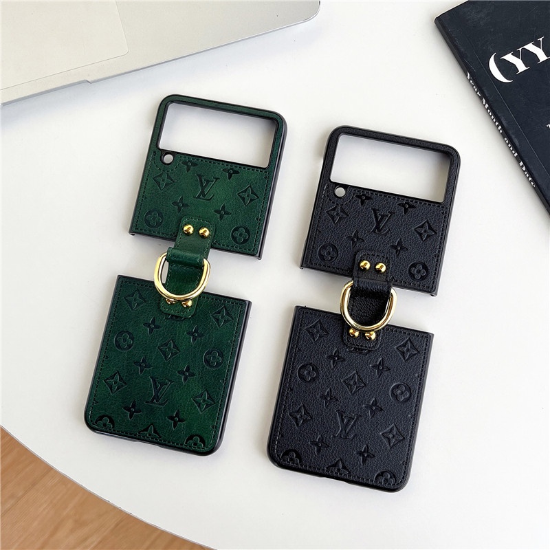 Sang Trọng Bao Da Điện Thoại pu Dạng Gập Tích Hợp Vòng Đỡ Dành Cho samsung galaxy z flip 5 4 1 2 3 samsung galaxy z flip 4