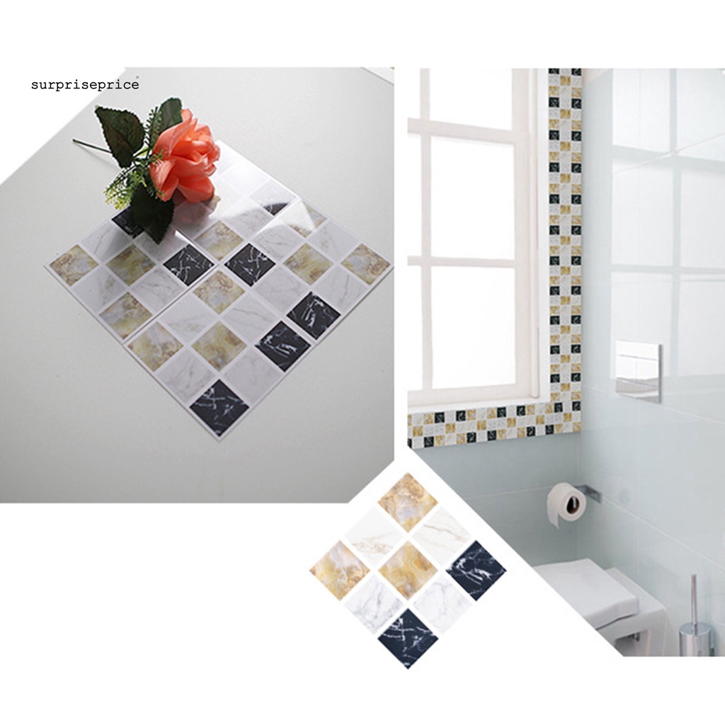 Bộ 20 Miếng Dán Tường Giả Gạch Bằng PVC Chống Ẩm Trang Trí Nhà Tắm DIY