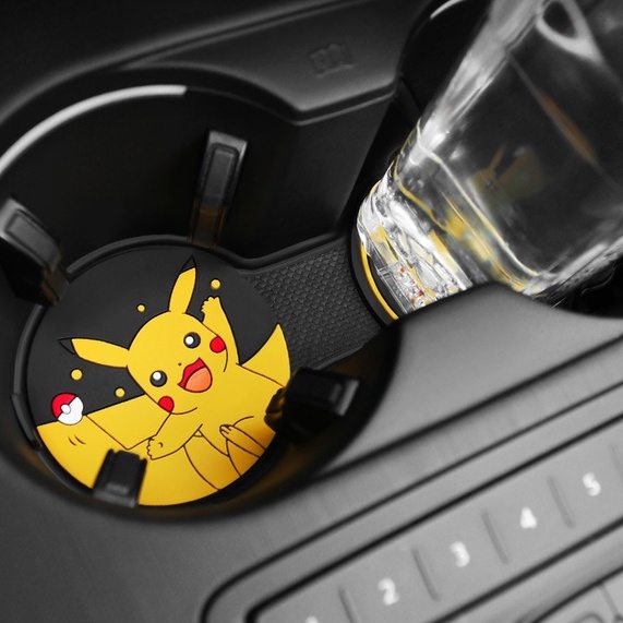 Thảm Lót Cốc Nước Chống Trượt Hình Pikachu Dễ Thương Trang Trí Nội Thất Xe Hơi / Văn Phòng