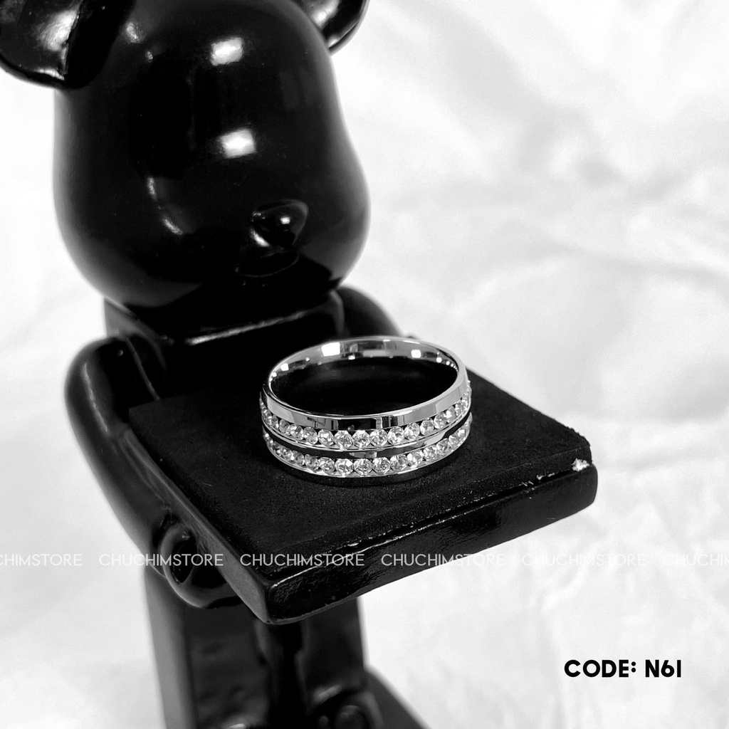 Nhẫn Cuban Đính Đá 2 Hàng Lấp Lánh - THÉP KHÔNG GỈ - N032