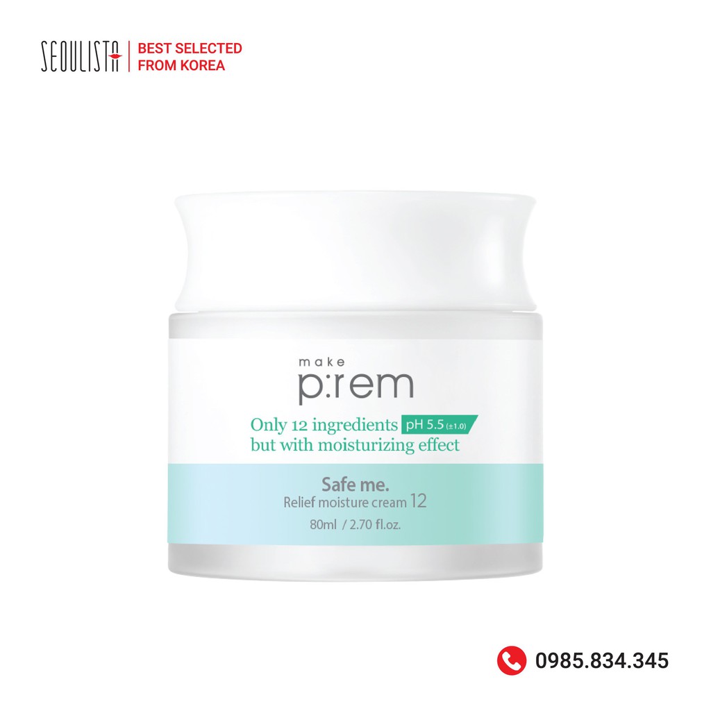 Kem dưỡng ẩm cho da nhạy cảm Make P:rem Safe me. Relief Moisture Cream 12