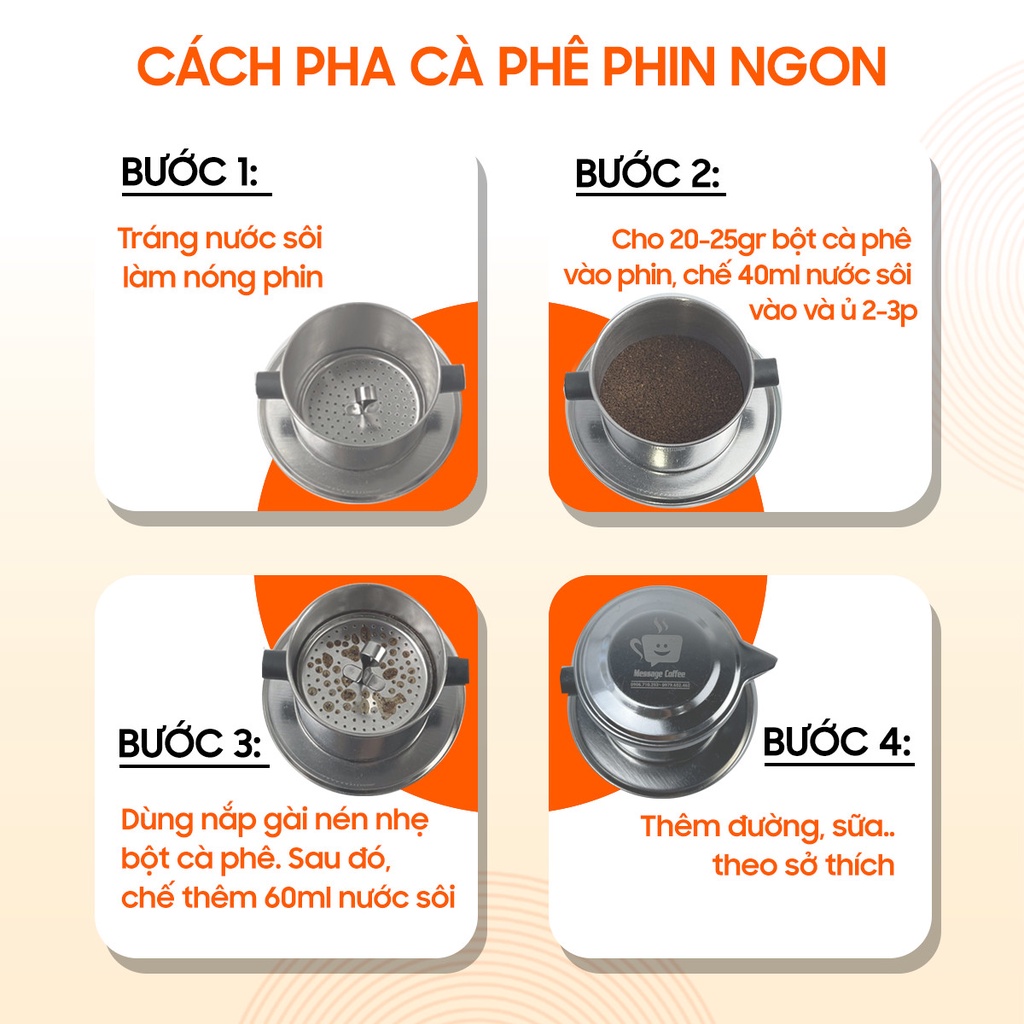 Phin Pha Cà Phê Inox Cao Cấp, Phin Inox kích thước chuẩn, bền đẹp, sang trọng từ Message Coffee