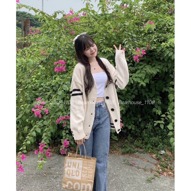 💐 ÁO CARDIGAN BE TAY KẺ NGANG BASIC SIÊU HOT HÀN 💐