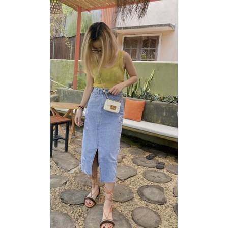 CHÂN VÁY JEAN DÁNG DÀI XANH NHẠT