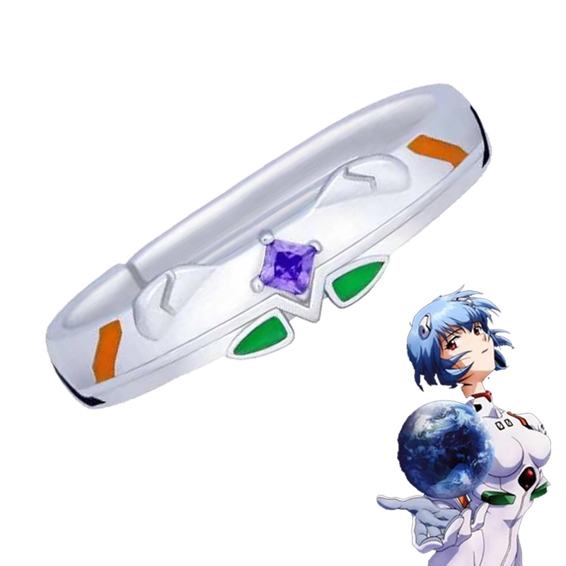 Nhẫn Kim Loại EVA Họa Tiết Anime NEON GENESIS EVANGELION Ayanami Rei Thời Trang Có Thể Điều Chỉnh