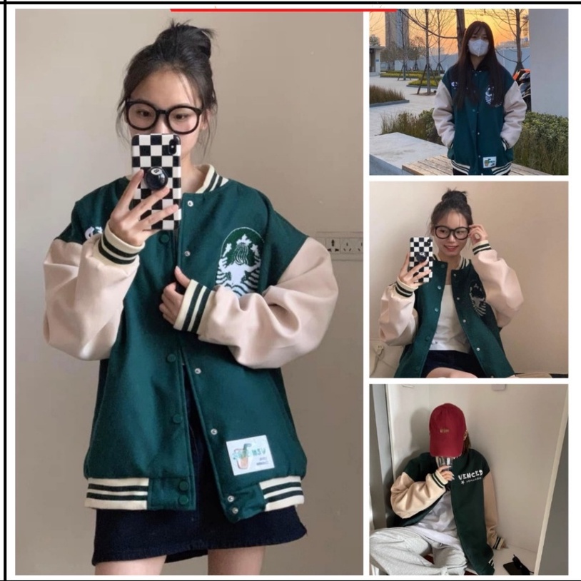 Áo Khoác Bomber, Áo Khoác Nỉ Chữ VENCEDE Nam Nữ Phối Tay Xanh Lá, Đen Bo Chun Tay Freesize Unisex