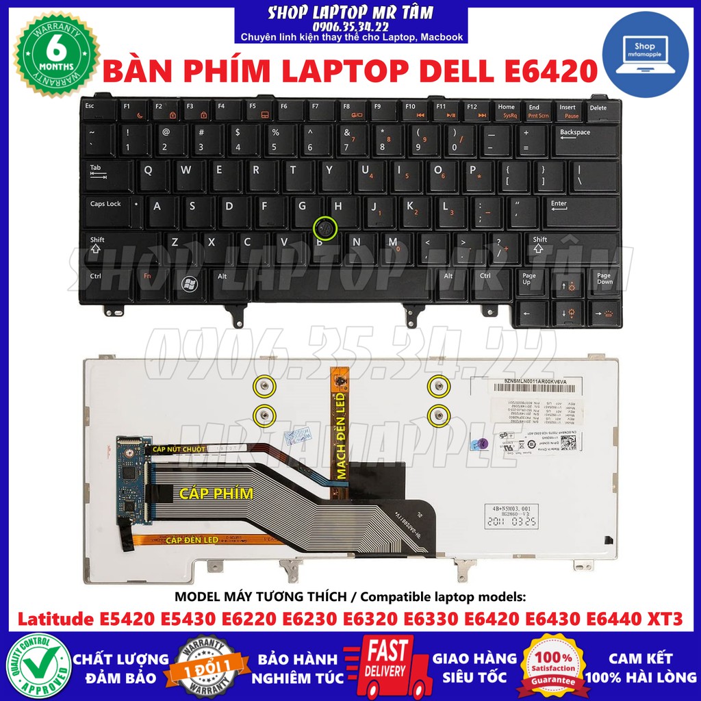 (KEYBOARD) BÀN PHÍM LAPTOP DELL E6420 (RENEW) dùng cho Latitude E5420 E5430 E6220 E6230 E6320 E6330 E6420 E6430