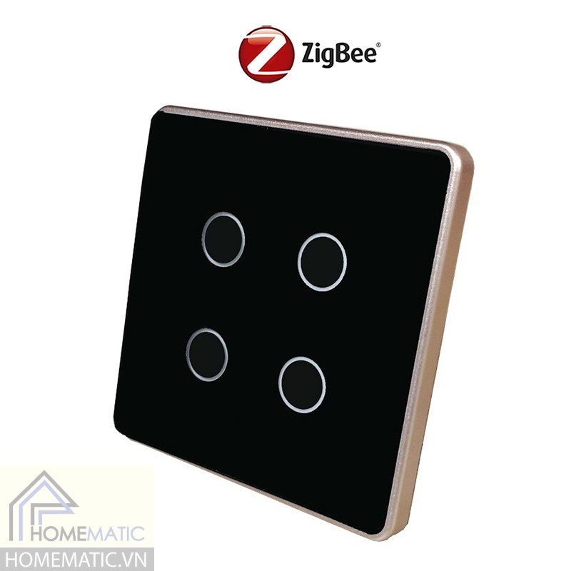 Công tắc tuya zigbee vuông, Công tắc thông minh viền nhôm vàng