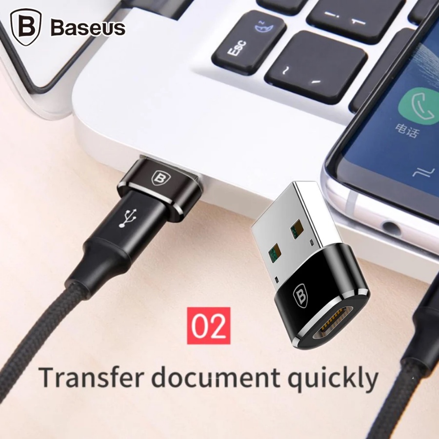 Đầu chuyển USB sang Type C Baseus chuyển đổi tốc độ cao 2.4A trên các loại Laptop Macbook LV119-B1