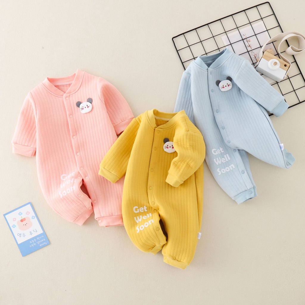 Body liền thân trần bông, bodysuit dài tay cotton cho bé trai và bé gái sơ sinh từ 3-15kg, hàng đẹp xuất Hàn