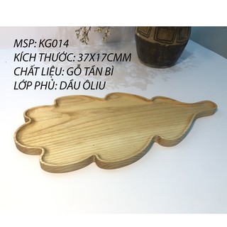 Khay hình lá gỗ Tần bì phủ dầu oliu