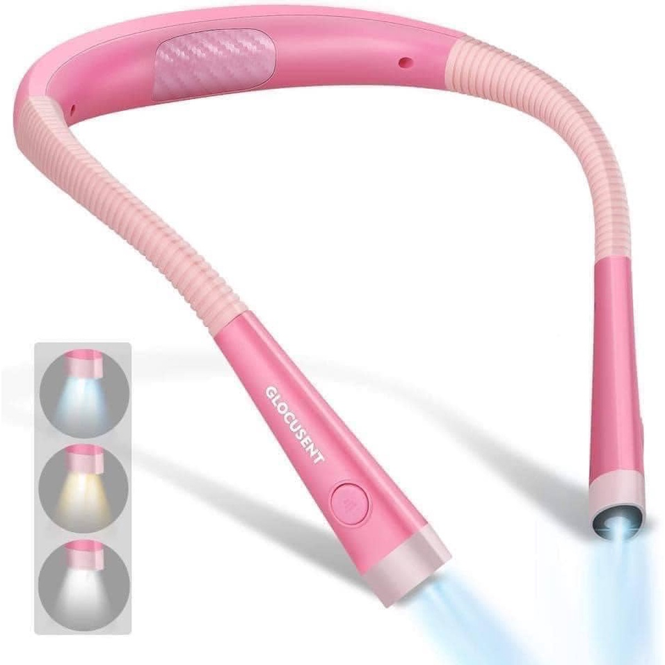 Đèn pin 2 đầu đeo cổ Glocusent để đọc sách - sạc 1 lần dùng 1 tuần