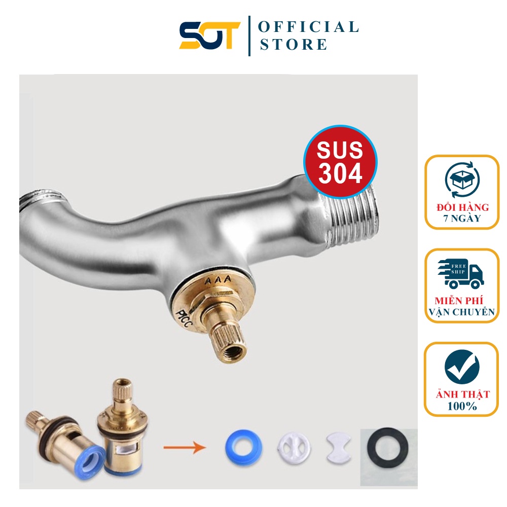 Vòi máy giặt, vòi hồ xả nước ren 21 đầu nối nhanh máy giặt INOX 304