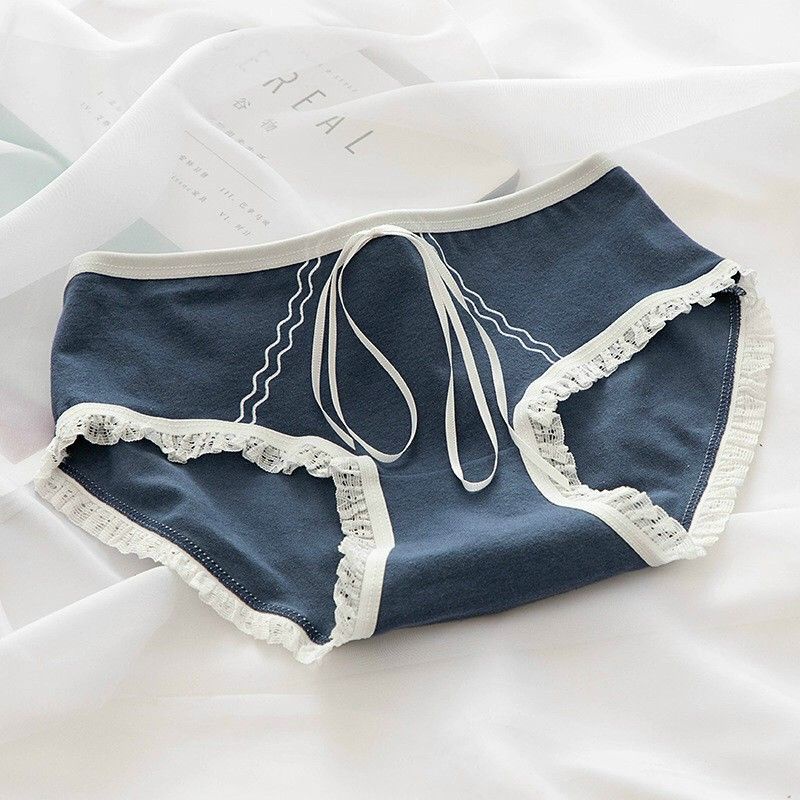 Quần Lót Nữ Cotton Cạp Thấp Hoạ Tiết Đính Nơ Mã 8012