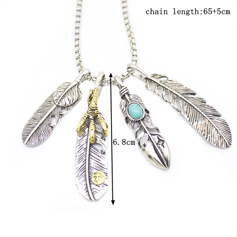 Mặt dây chuyền hình lông vũ vintage độc đáo