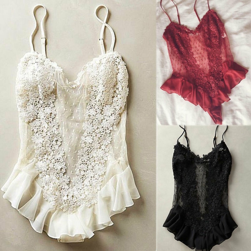 Đồ Ngủ Một Mảnh Liền Chất Lụa Phối Ren Màu Trơn Gợi Cảm Cho Nữ