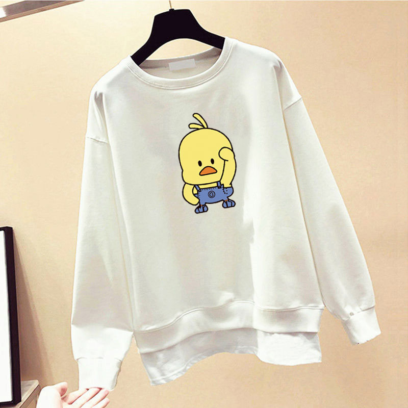 Áo Sweater Cotton 4 Màu In Hình Vịt Vàng Hoạt Hình Phong Cách Hàn Quốc Thời Trang Cho Nữ