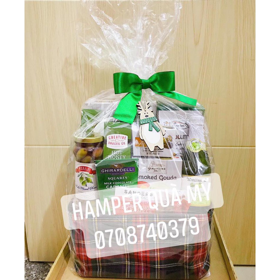 Hamper Quà tặng Giáng sinh và Năm mới - Hamper quà Mỹ tone xanh cao cấp 2020