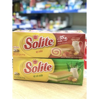 Hộp 20 Bánh Bông Lan Solite vị Lá Dứa/vị Dâu 360g