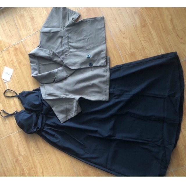 Set váy midi 2s kèm áo khoác vest croptop