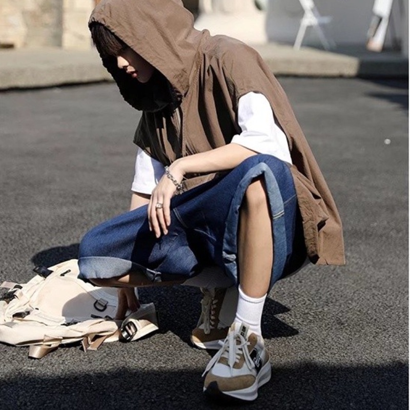 Áo Khoác Tay Ngắn Có Nón Và Dây Rút Màu Trơn Phong Cách Hàn Quốc Dễ Phối Đồ Thời Trang Mùa Hè Cho Nam | BigBuy360 - bigbuy360.vn