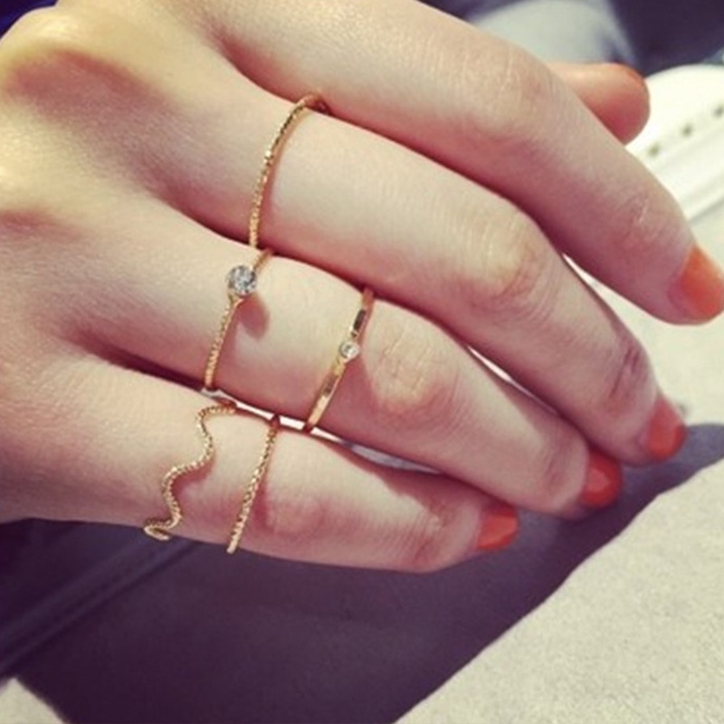 Set 5 Nhẫn Đeo Khớp Ngón Tay Thời Trang Hàn Quốc Cho Nữ