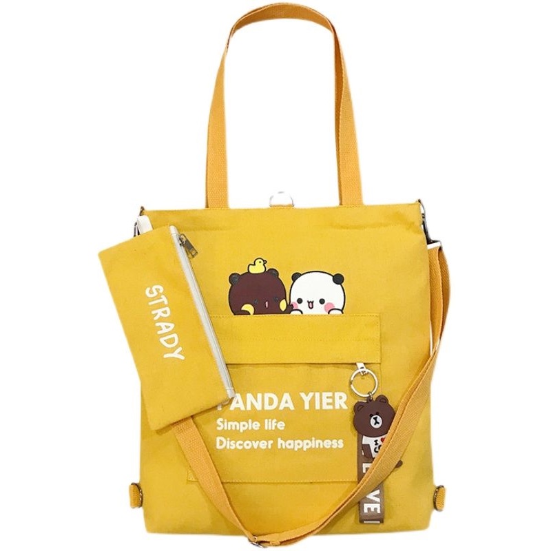 Túi vải canvas đeo vai thời trang cá tính cho học sinh
