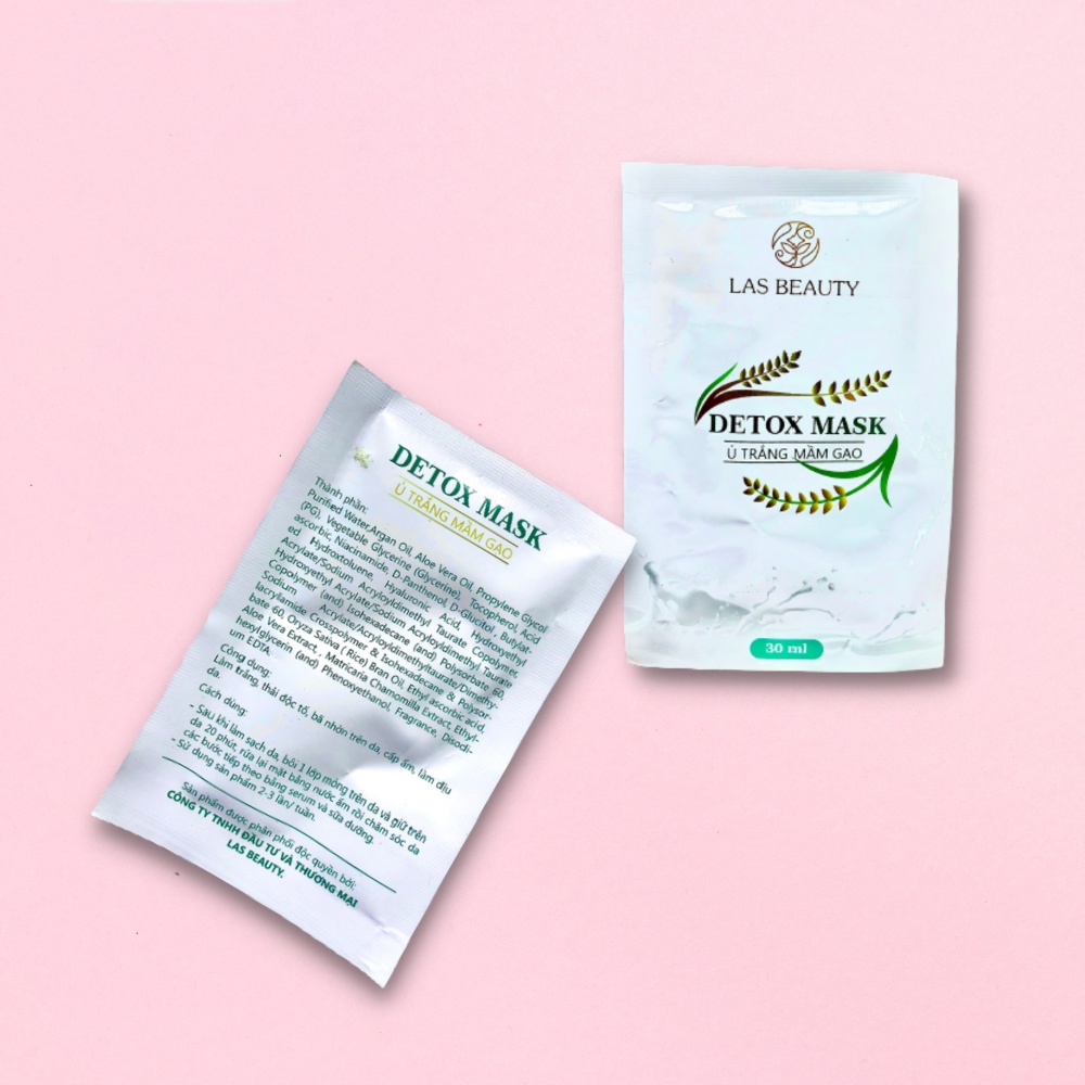 Ủ trắng da mặt, mặt nạ, ủ trắng da, ủ trắng mầm gạo, Làm Trắng, Thải Độc Tố, Bã Nhờn Trên Da - Gói 30 ml - Las Beauty | BigBuy360 - bigbuy360.vn