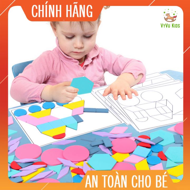 ( CHÍNH HÃNG - GIÁO DỤC SỚM) Bộ xếp hình tư duy 180 khối gỗ nhiều màu