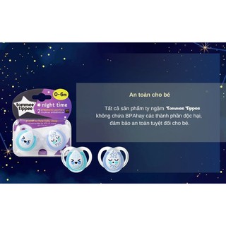 Ty ngậm dạ quang Tommee Tippee 0-6 tháng vỉ 2 cái