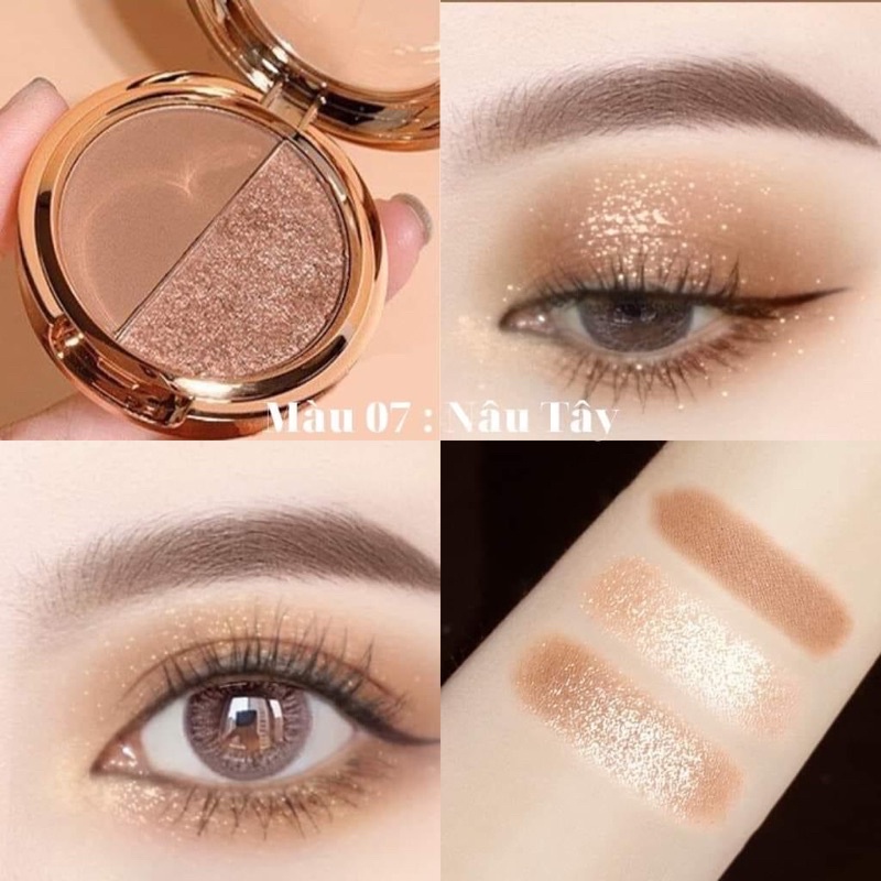 Phấn mắt Kiss Beauty 2 ngăn có nhũ