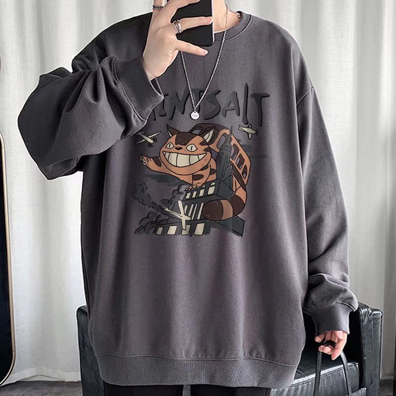Áo sweater unisex tay dài cổ tròn dáng rộng thời trang thu đông cho nam nữ 45kg-110kg