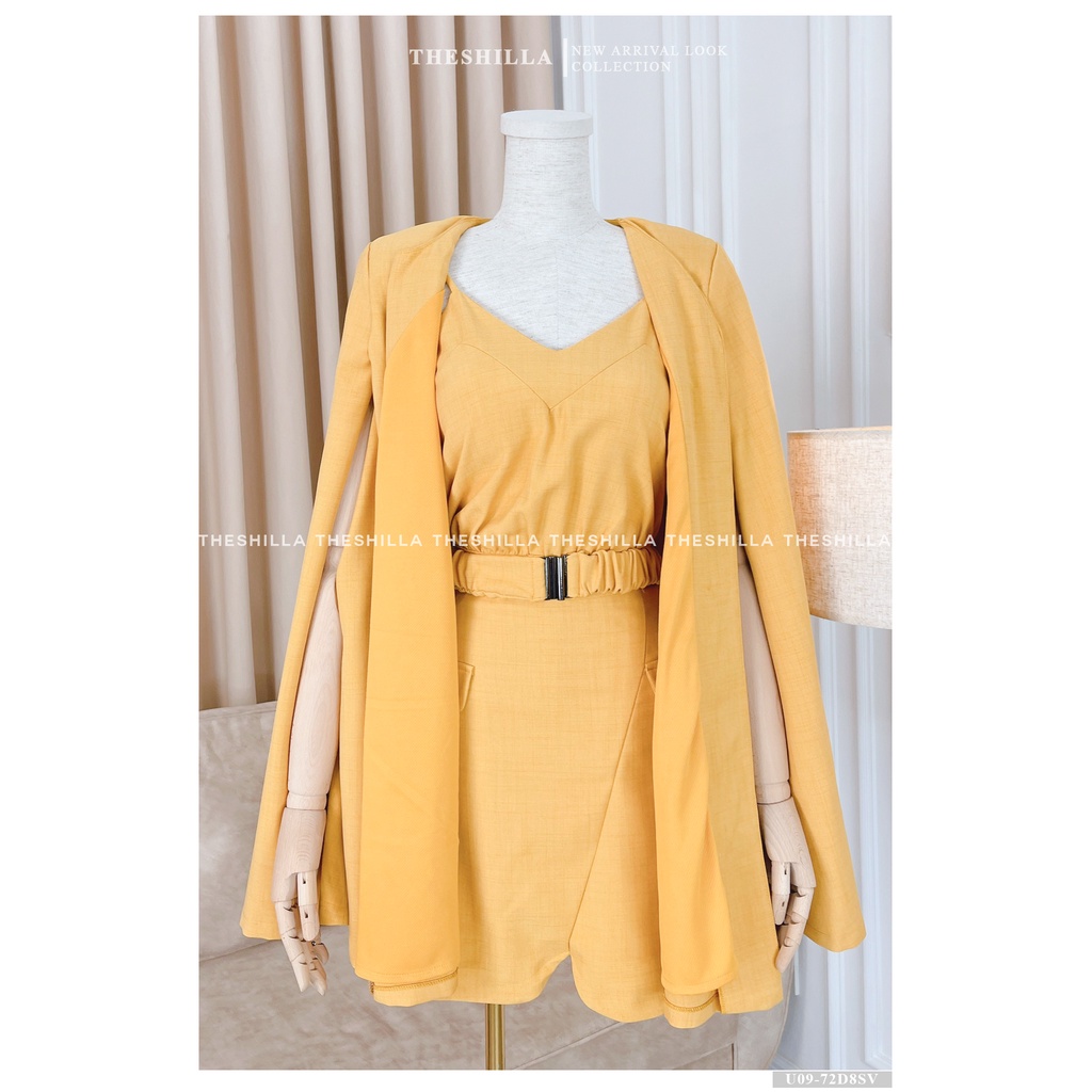 Váy thiết kế cao cấp màu vang set 3 món kèm thắt lưng [ Ảnh thật ] The Shilla - U09-72D8