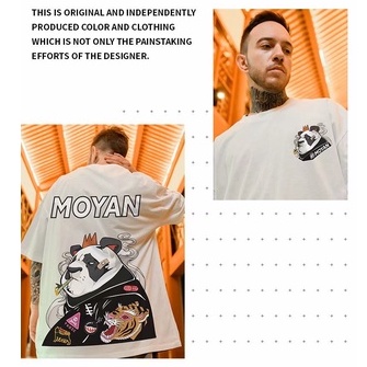 Áo thun ngắn tay dáng rộng in hoạt hình gấu trúc kiểu Hàn Quốc thời trang mùa hè dành cho nam và nữ M-8Xl