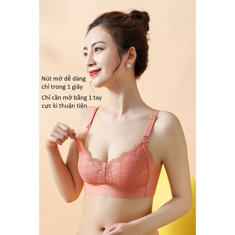 Áo lót bầu và sau sinh con bú su đúc pha ren không gọng chống chảy xệ Ab35