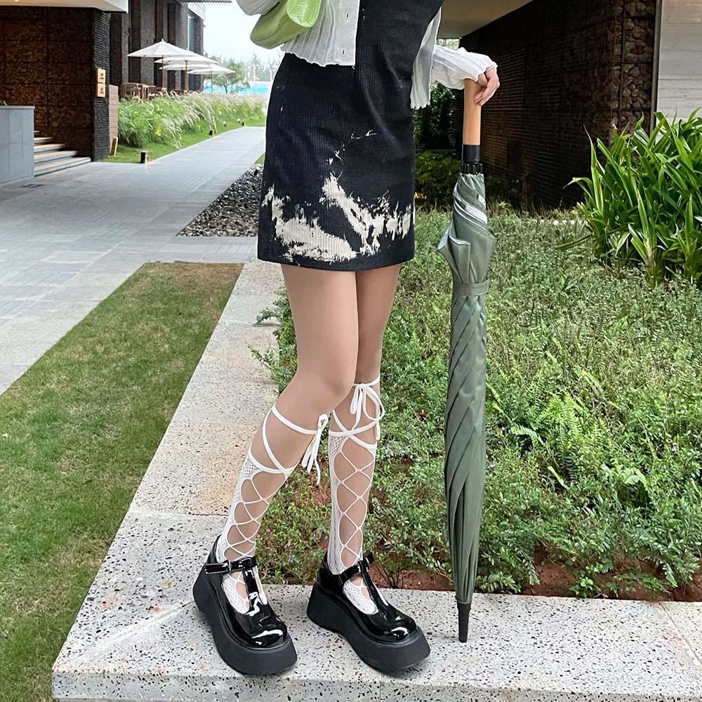 Đôi Vớ Lưới Nylon Phối Ren Phong Cách Lolita Gợi Cảm Cho Nữ