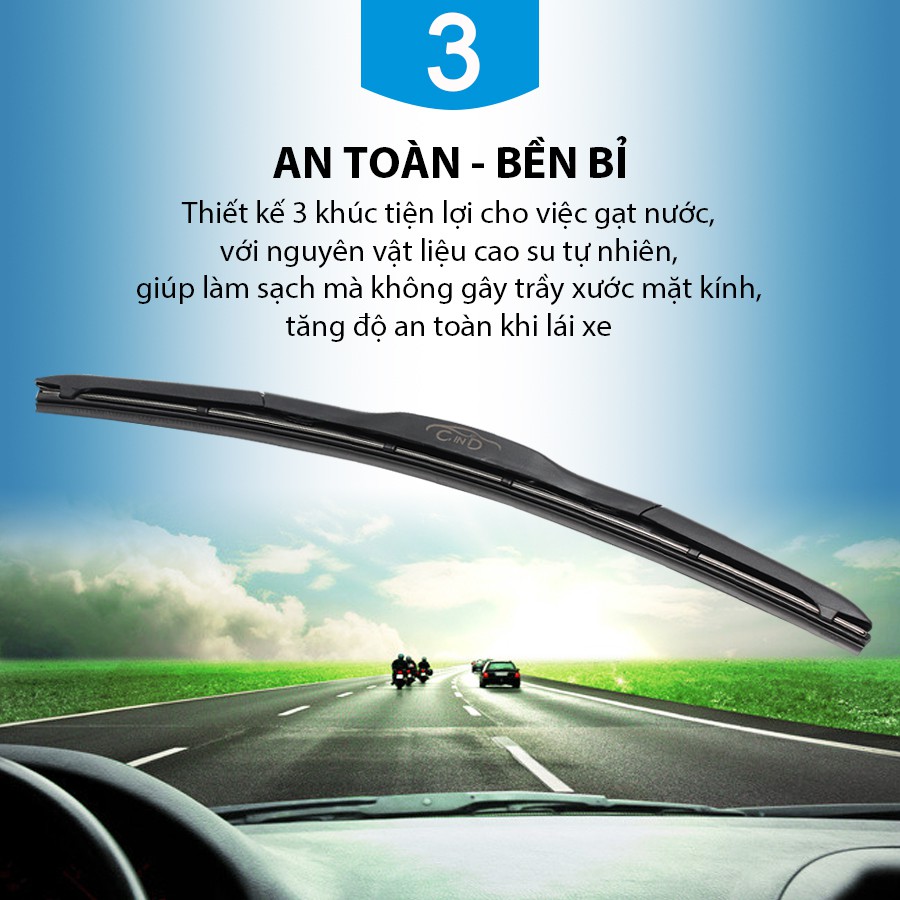 [Mã BMBAU50 giảm 10% đơn 99k] Gạt Mưa 3 Khúc CIND 921 (18 Inch/450 mm) Nhập Khẩu Chính Hãng