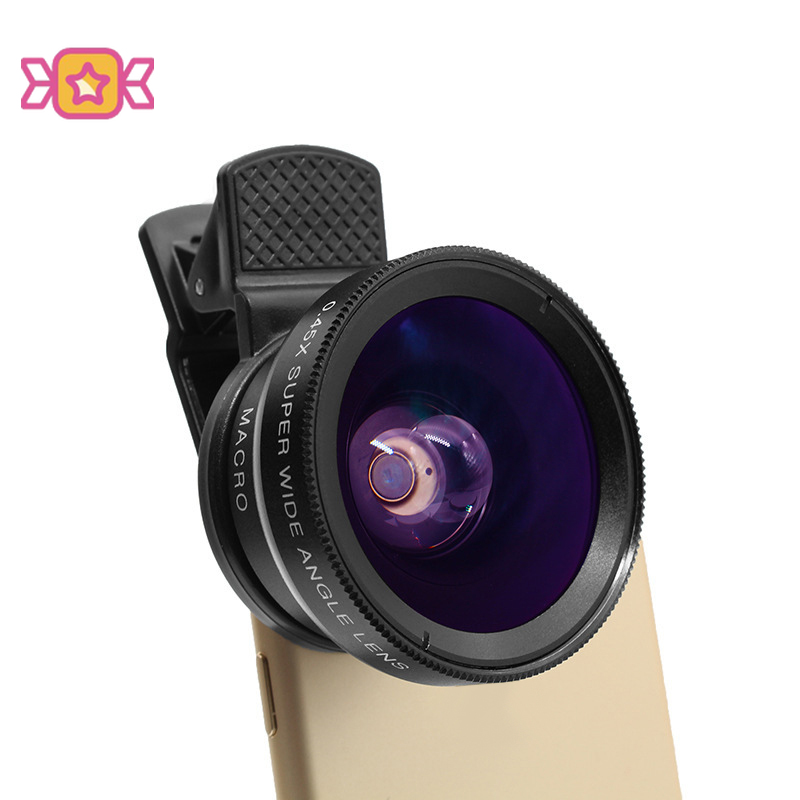 Mobile Phone Lens 0.45x Distortion-free Wide-angle +12.5x Macro Two-in-one External Lens 52mm JP4