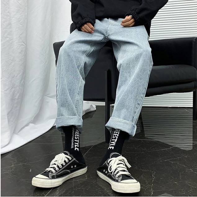 [xả kho lẻ size] Quần jean baggy nam nữ ống suông rộng lưng chun xanh sẫm 2021 505 Pon.mens | BigBuy360 - bigbuy360.vn