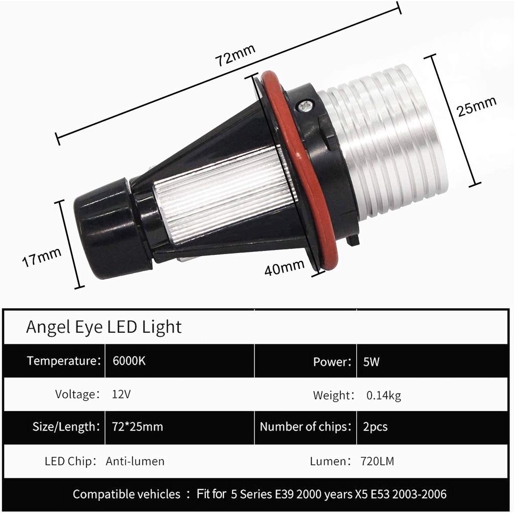 Bóng Đèn LED Mắt Thiên Thần Cho BMW E39 E53 E60 E61 E63 E64 E65 E66 E87 525i 530i xi 545i M5