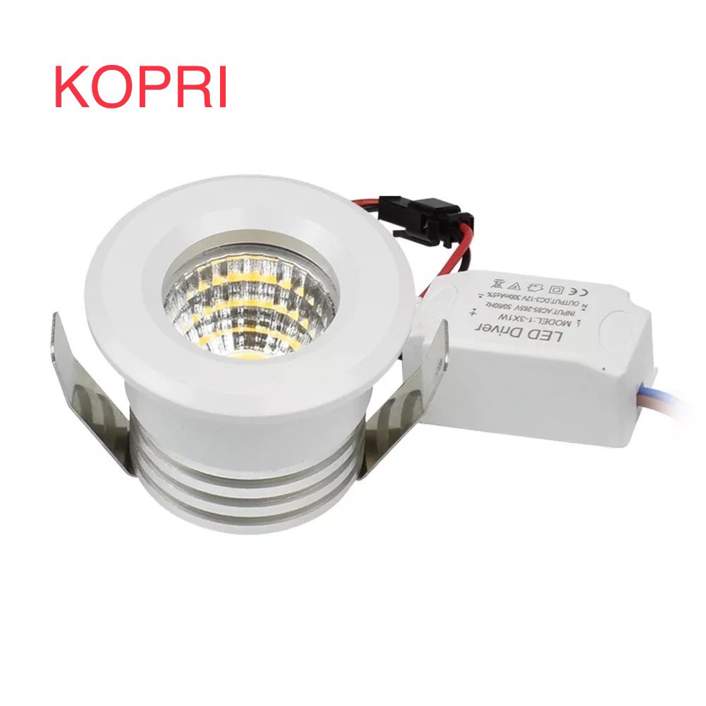 Đèn led âm tủ gỗ 3w COB, đèn mini khoét lỗ 30mm,