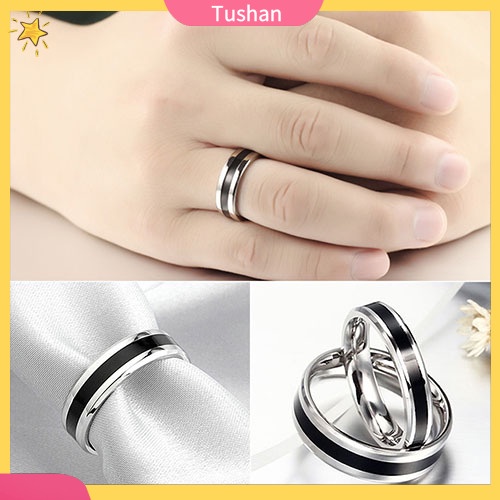 Nhẫn Thép Titan Không Gỉ Màu Đen Cho Cặp Đôi