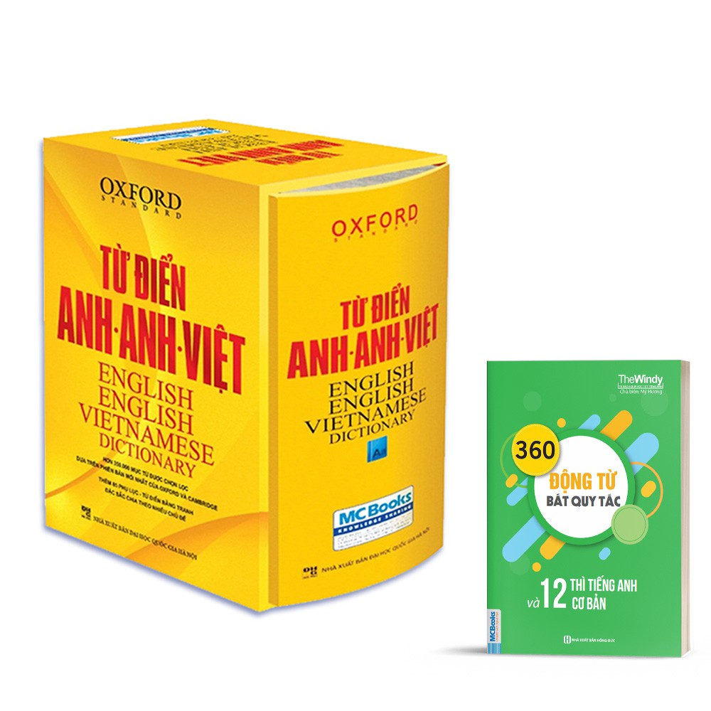 Sách - COMBO 2 cuốn - Từ Điển Anh Anh Việt Bìa Cứng Màu Vàng + 360 Động Từ Bất Quy Tắc 12 Thì Cơ Bản Trong Tiếng Anh B38