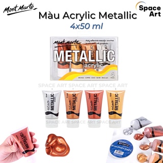 Màu metalic acrylic mont marte bộ 4 màu x 50ml pmhs0012