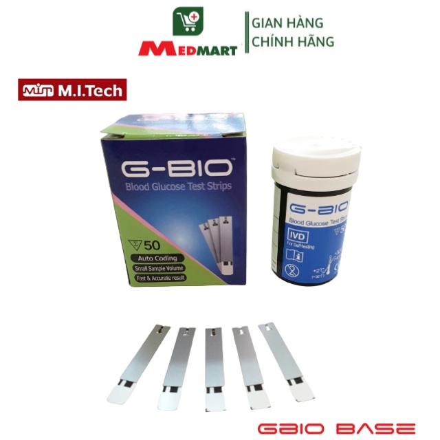 Que Thử Đường Huyết, Thử Tiểu Đường GBIO BASE - M.I.TECH Hàn Quốc, Hộp 50 Que Test - MEDMART