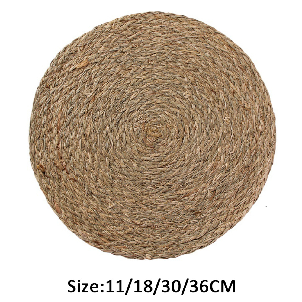 INSTORE Corn Hull Placemat Weave Home Decor Coaster Heat Insulation Kitchen Dinner Round Table Mats Handmade Table Pads