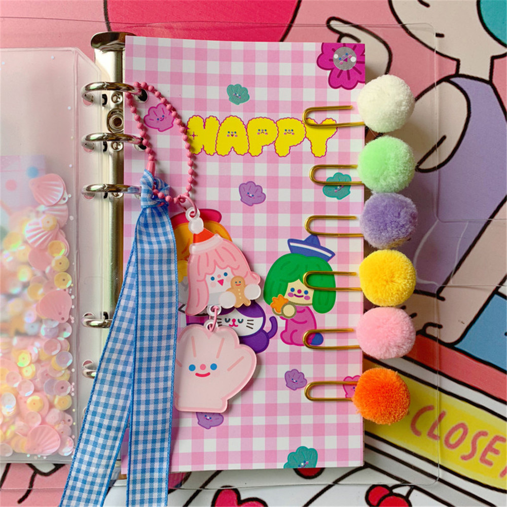 Kẹp đánh dấu trang sách đính bóng pompom sử dụng ở văn phòng/ thích hợp học sinh nhiều màu sắc