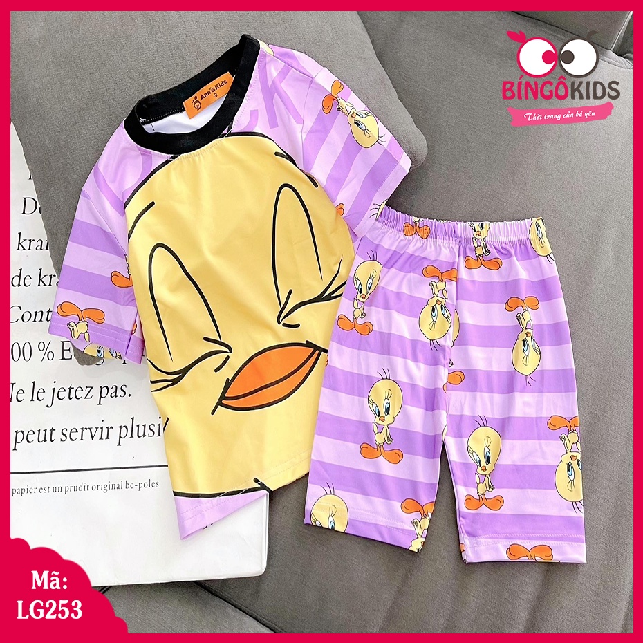 Set đồ bộ lửng bé gái thun lạnh 3D chất đẹp cho bé từ 6 đến 10 tuổi cực xinh xăn